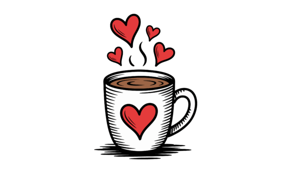 Coffee Mug with Heart Symbols