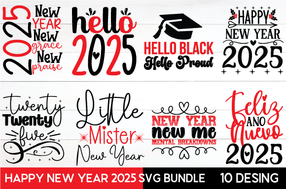 Happy New Year 2025 SVG Bundle