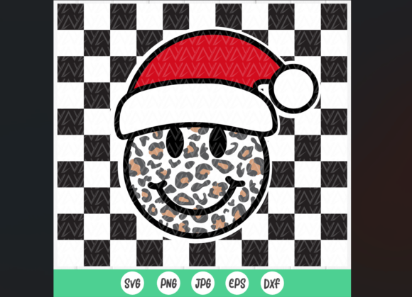 Leopard Santa Smiley Face SVG, Christmas