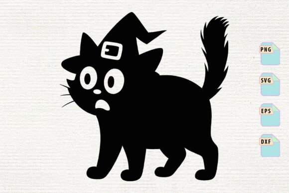 Witch Cat Silhouette Halloween Svg