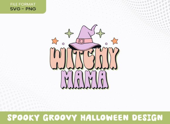 Witchy Mama Groovy Halloween Season SVG